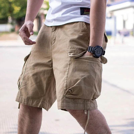 Workwear Loose Plus Size Solid Color Casual Cargo Shorts Men - Velora