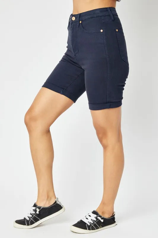 Judy Blue Full Size High Waist Tummy Control Bermuda Shorts - Velora