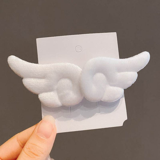 Little Girl Bang Clip Cute Plush Hair Accessories Angel Wings A Pair Of Hairclips - Velora