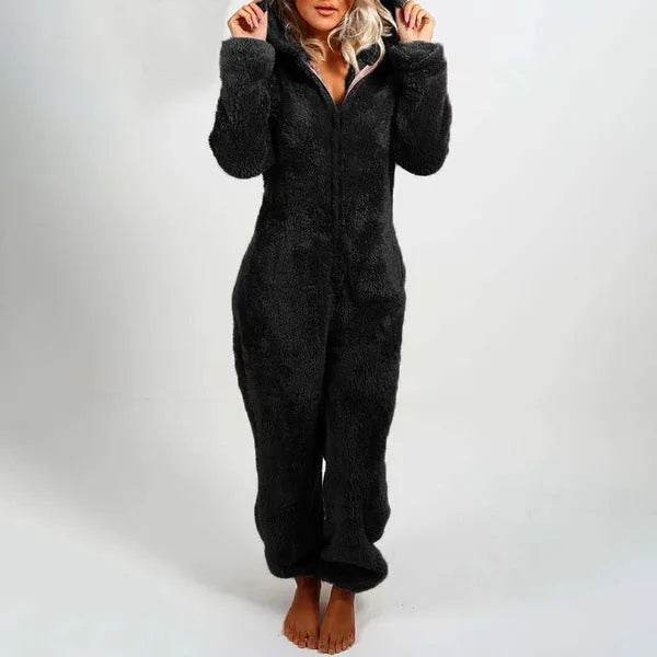 Women Polar Bear Winter hooded pajamas Jumpsuit Lounge wear Sleep wear - Velora