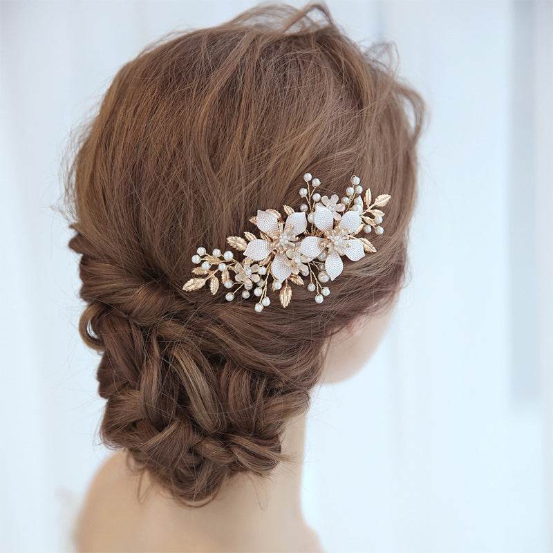 Bridal Headdress Wedding Pearl Hair Barrette - Velora