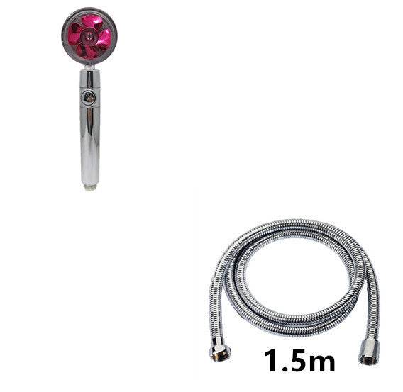 Propeller Driven Shower Head With Stop Button And Cotton Filter Turbocharged High Pressure Handheld Shower Nozzle - Velora