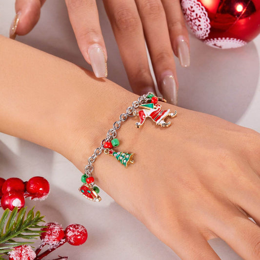 Personalized Christmas Bracelet Christmas Tree Santa Claus Pendant Bracelet For Women Jewelry - Velora