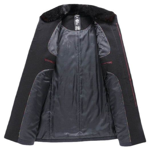 Simple Solid Color Men's Stand Collar Woolen Coat - Velora
