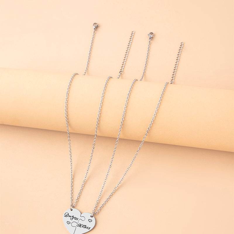 2 PCS mother Daughter Necklace gift idea Puzzle Necklace - Velora