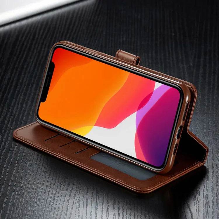 Luxury Leather iphone Case Flip Cover Card Holder Wallet Businessman Style - Velora