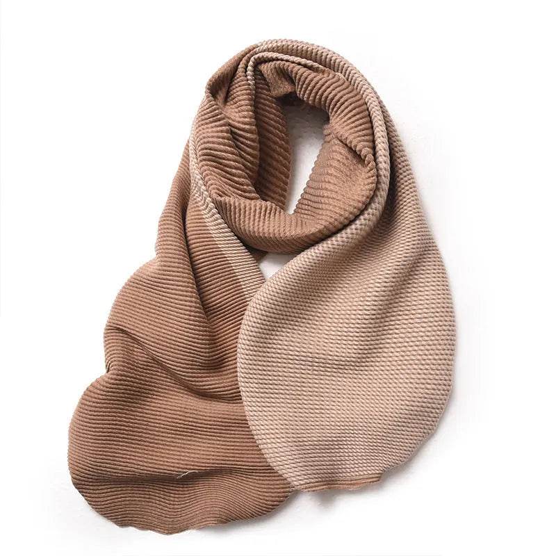 Gradient Mixed-color Scarf Winter Double-sided Wrinkled Imitation Cashmere Scarf Popular Versatile And Elegant Shawl For Women - Velora