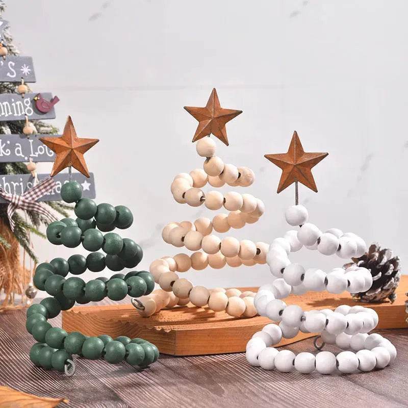 Creative Wooden DIY Twine Wooden Bead Christmas Tree decorations Ornaments - Velora