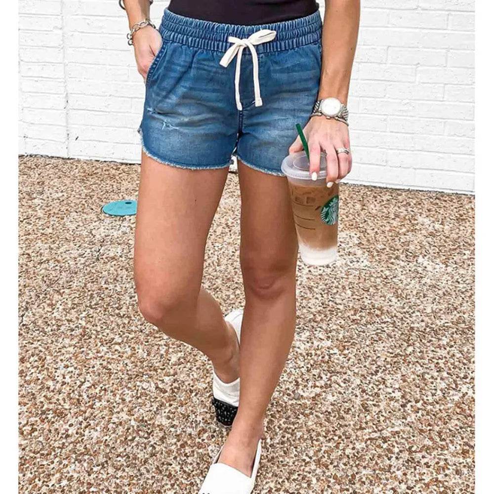 Denim Short Mid Waist Loose Jeans Wash - Velora