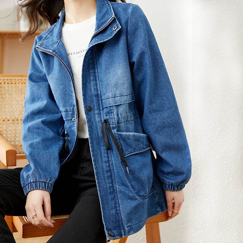 Fashion formal fitted Zip up Denim Jacket Women - Velora