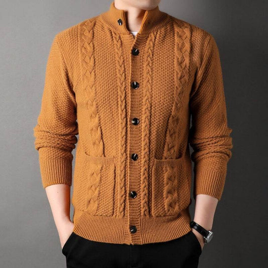 New Single-breasted Sweater With Pockets Fashion Jacquard Loose-fitting Cardigan Men Clothing - Velora