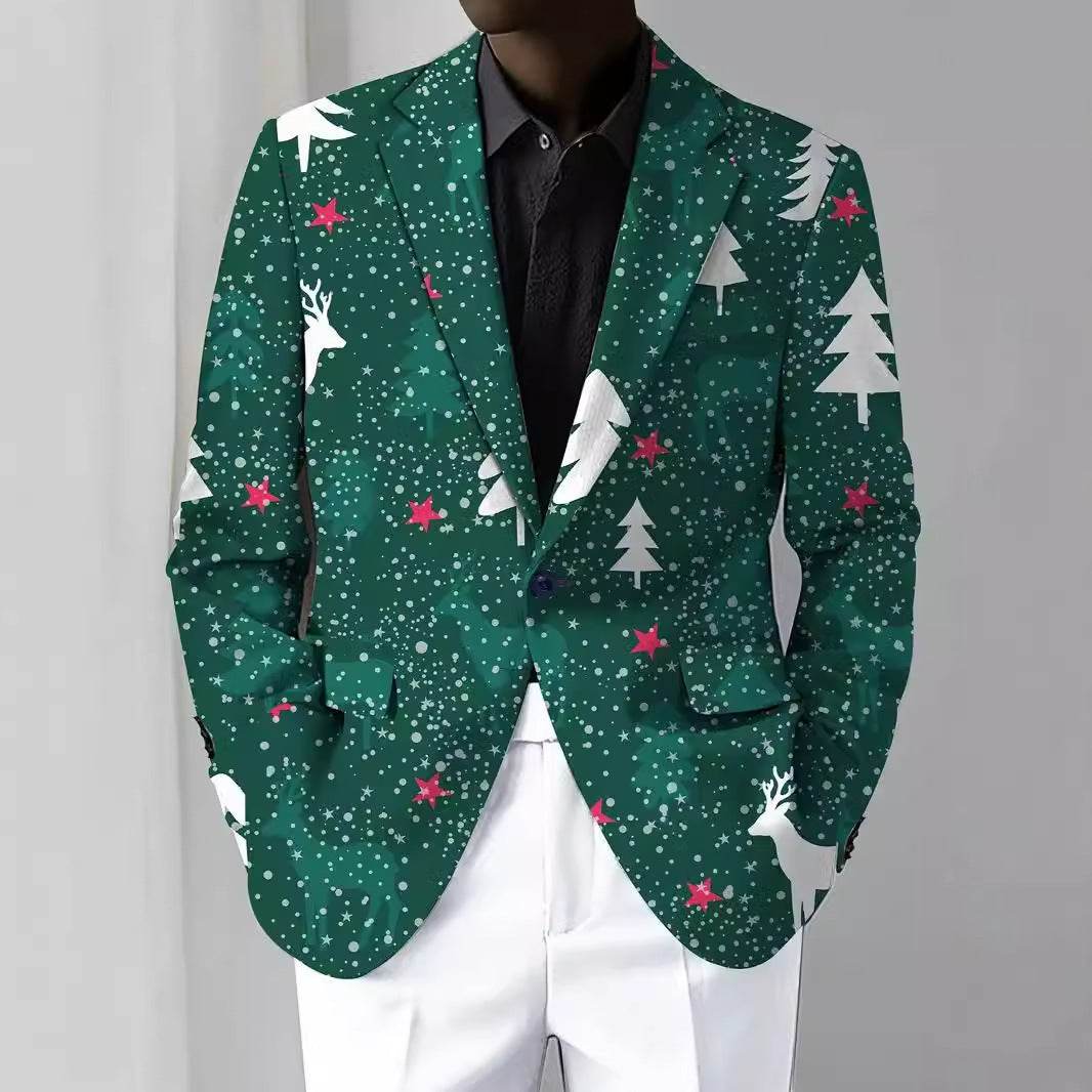 Christmas Series Cartoon Anime Men's Long-sleeved Coat - Velora