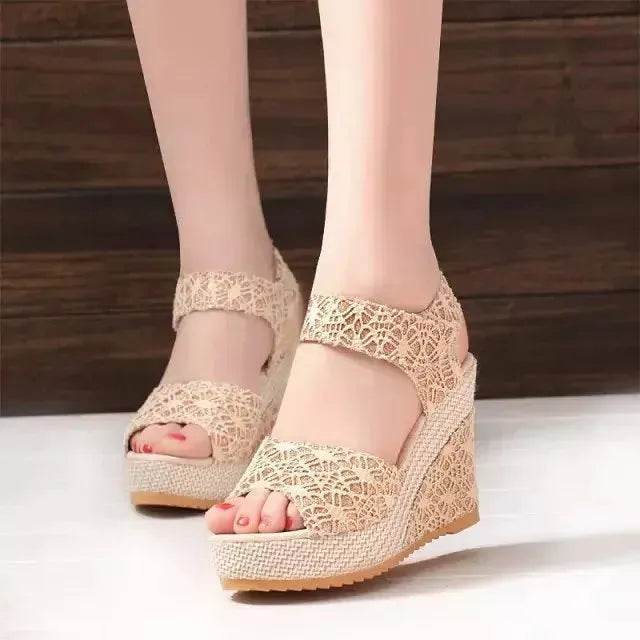 Platform High Wedge Sandals Plain Work sandals for women - Velora