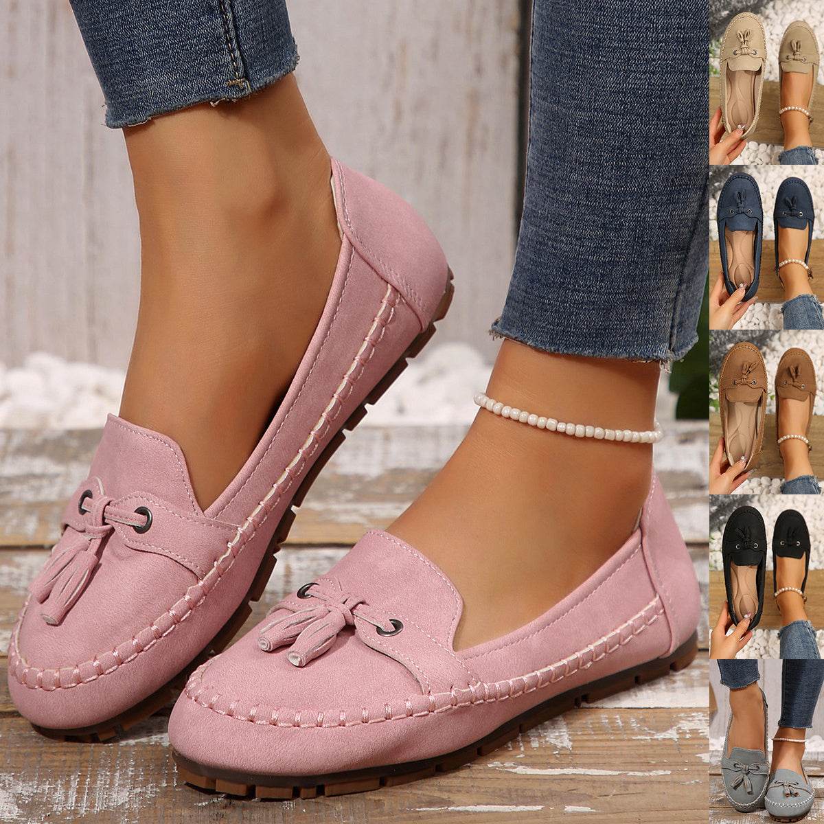 Women's Round Head Loafers Fashion Non-slip Soft Comfortable Flats Shoes - Velora