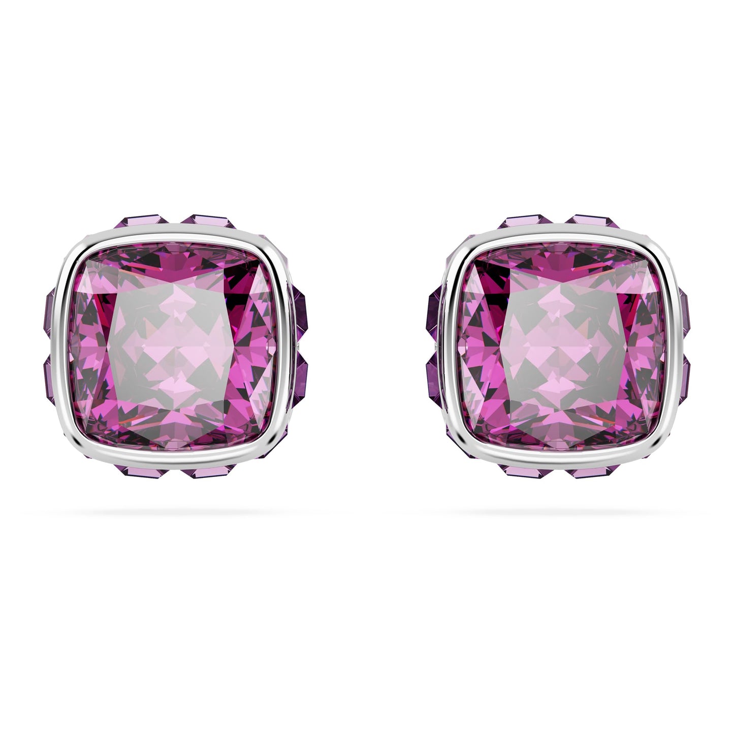 Swarovski February Birthstone Stud Earrings Purple Square-Cut Stone and Crystals in a Rhodium-Finished Setting Part of the Swarovski Birthstone Collection