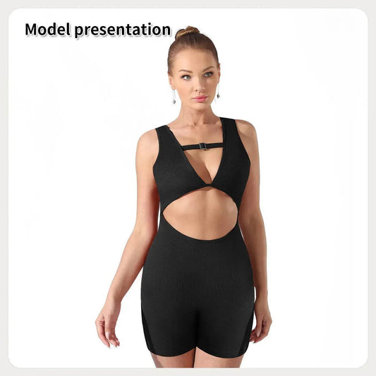 Women Cut out Unitard Short Bodysuit - Velora