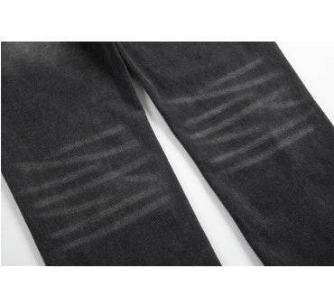 Punk Beggar Ripped Denim Straight-leg Trousers Men Jeans - Velora