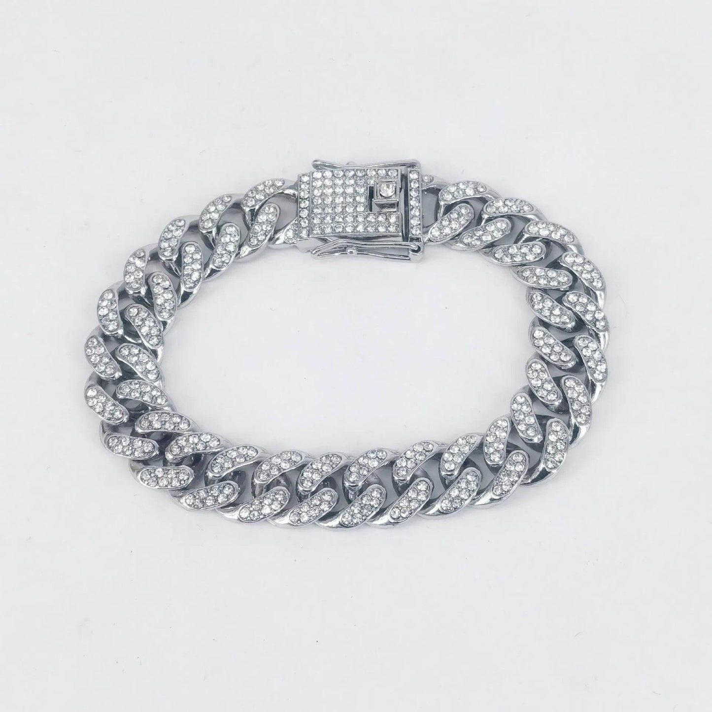 Alloy Line Cuban Link Chain Diamond Bracelet - Velora