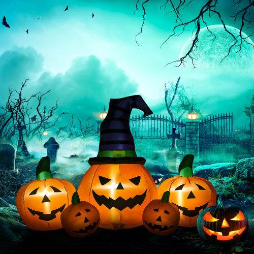 Outsunny 73L Inflatable Halloween Decoration,5 Pumpkin, Blow Up Outdoor LED Yard Display, Waterproof - Velora