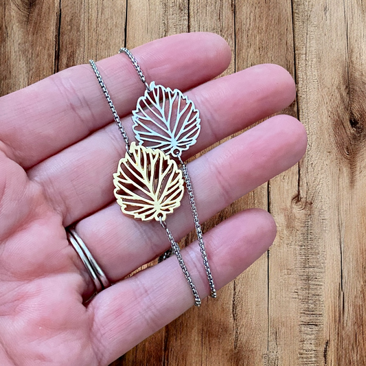 Adjustable Bracelet - Simple Leaf - Velora