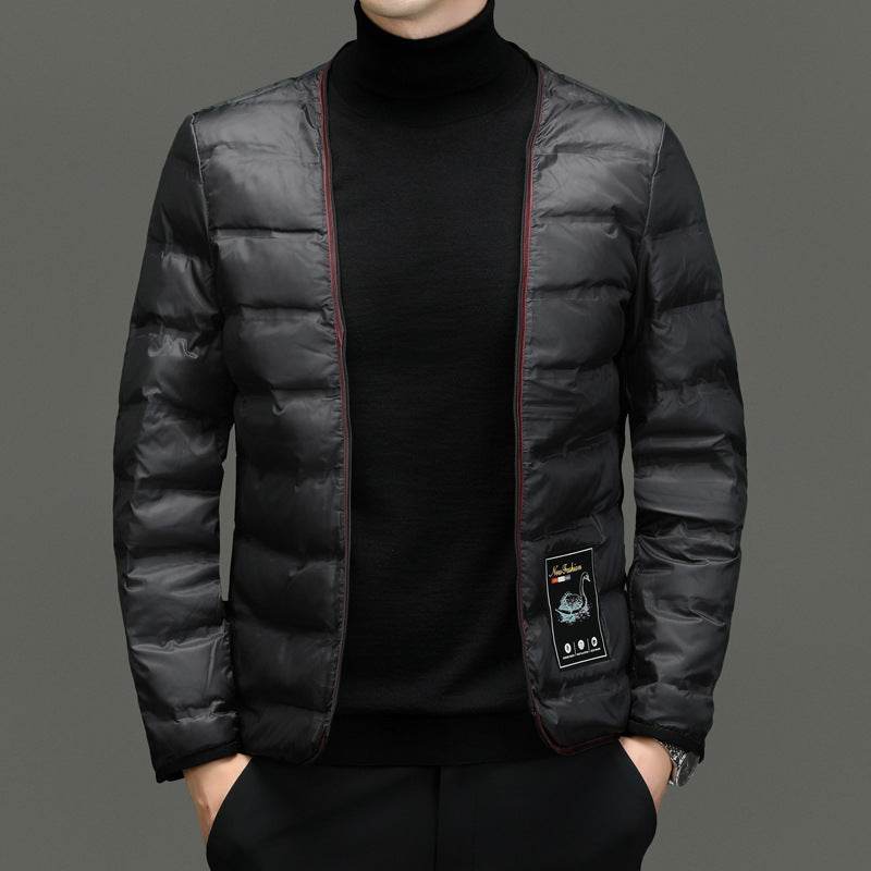 Men's Goose Down Jacket Winter New Polo Collar Dad Wear - Velora