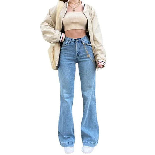 Women's Jeans Mid-rise Blue Commuter Bootcut Pants - Velora