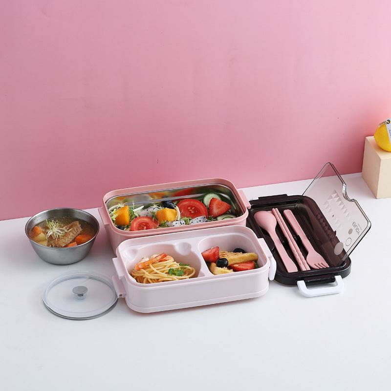 Insulated Stainless Steel Double-Layer Lunch Box for Work & School - Velora