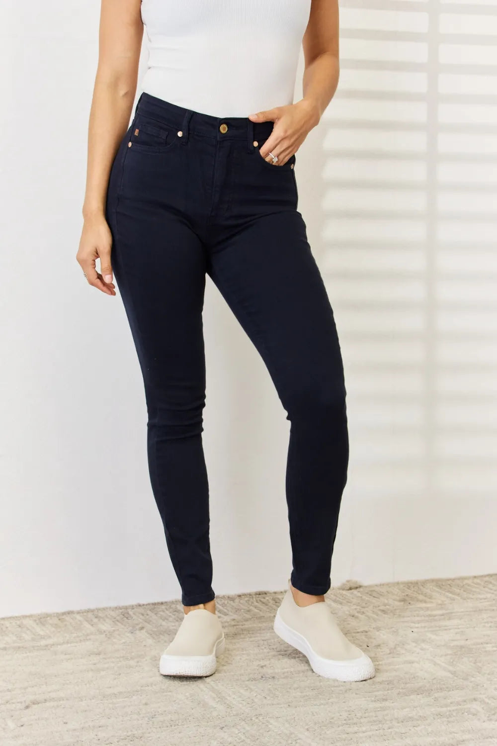 Judy Blue Full Size Garment Dyed Tummy Control Skinny Jeans - Velora
