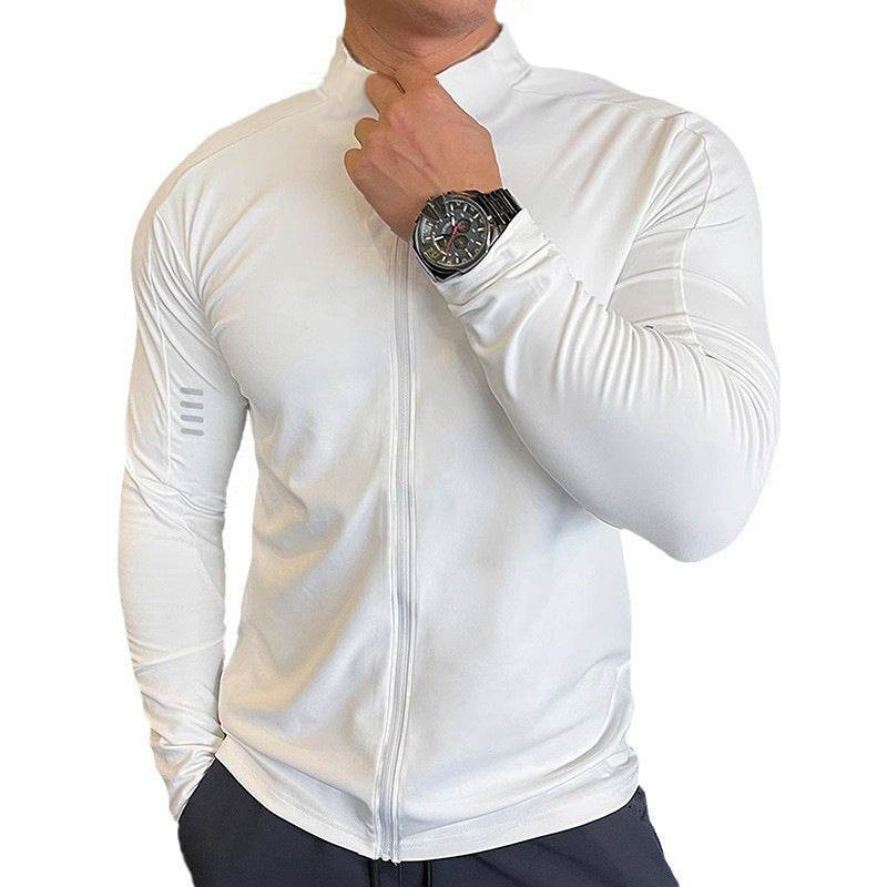 Muscle Fit Long Sleeve Zip Up Quick Drying Sport Workout Gym T-shirt for Men - Velora