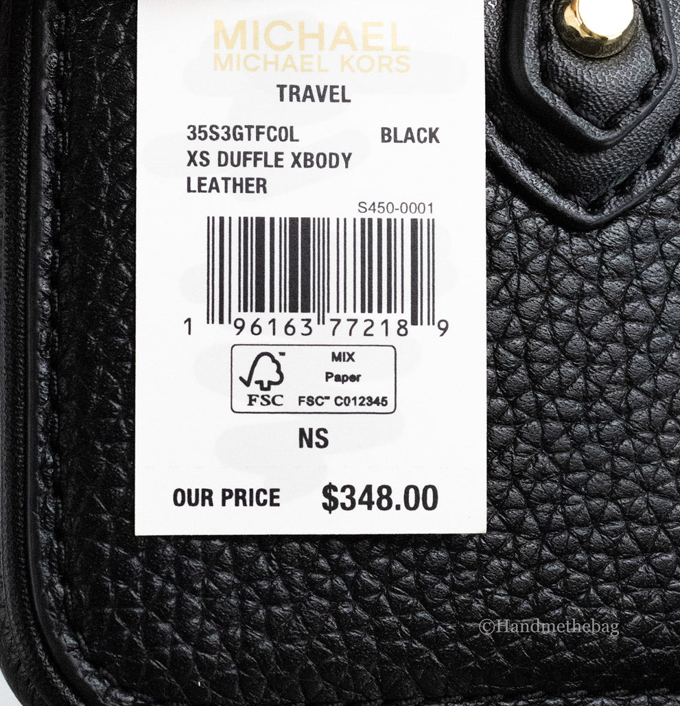 Michael Kors Travel XS Black Leather Duffle Crossbody Bag