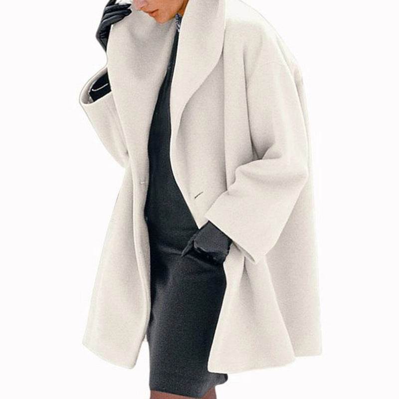 Women's Trendy Clothes Multi-color Round Neck Loose Sweater Woolen Coat Solid Casual Coat For Autumn And Winter - Velora