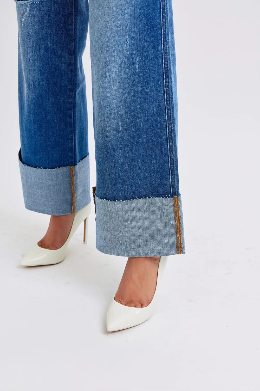 Judy Blue Full Size Distressed High Waist Wide Leg Jeans - Velora