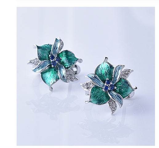Purple Epoxy Earrings Pendant Set - Velora