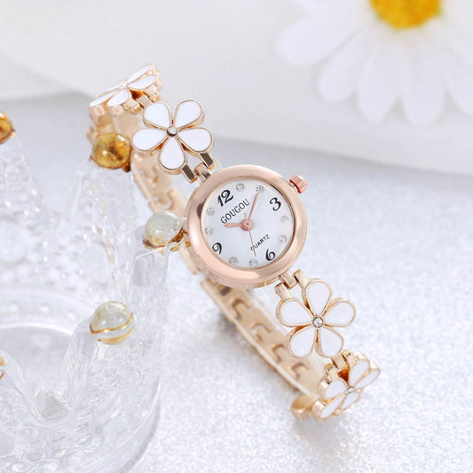 Women's Bracelet Watch Flower Disk Two-piece Bracelet Set - Velora
