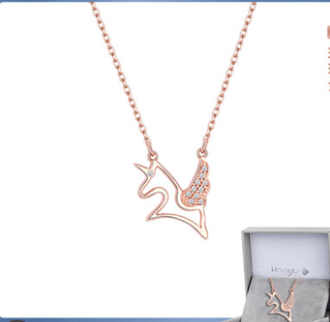 Swarovski Unicorn Necklace in Rose Gold for Women