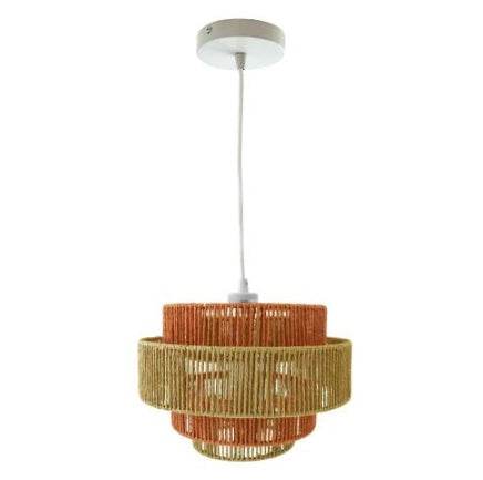 Dorset Pendant Lamp - White And Natural Terracotta - Velora