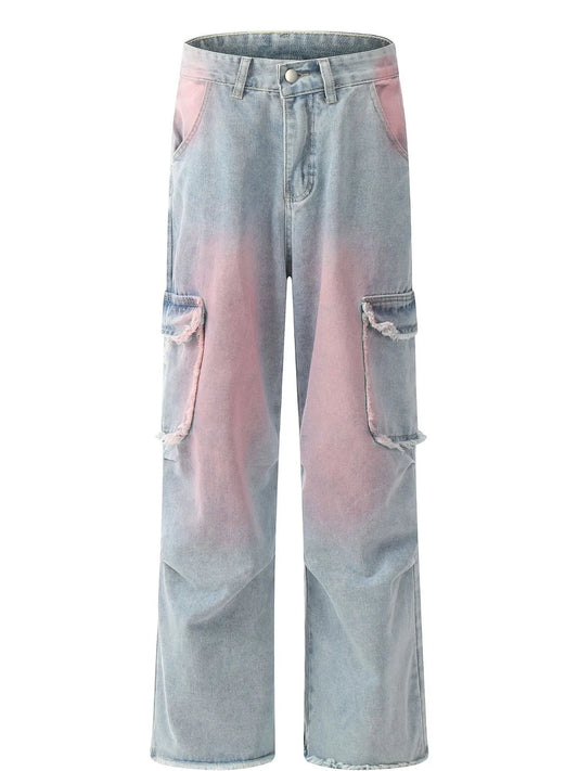 Men's Tie-Dye Cargo Denim Jeans - Velora