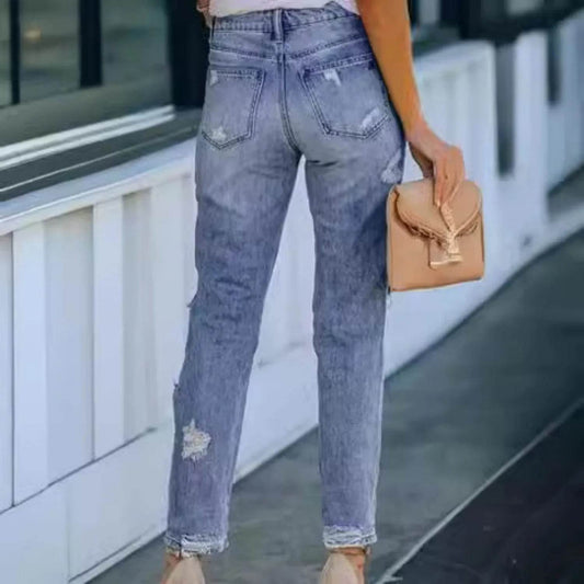 Ripped Slim Fit Baggy Jeans Pant For Women - Velora