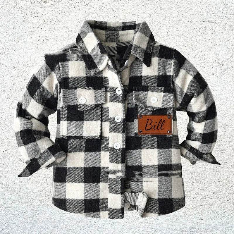Baby Boy Cashmere Flannel Checkered button Shirt jacket kids - Velora