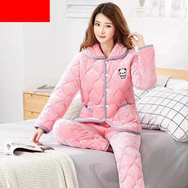 Plus Velvet Coral Winter Outfit Can Be Worn Outside Winter and Autumn pajamas and Sleepwear Loungewear - Velora