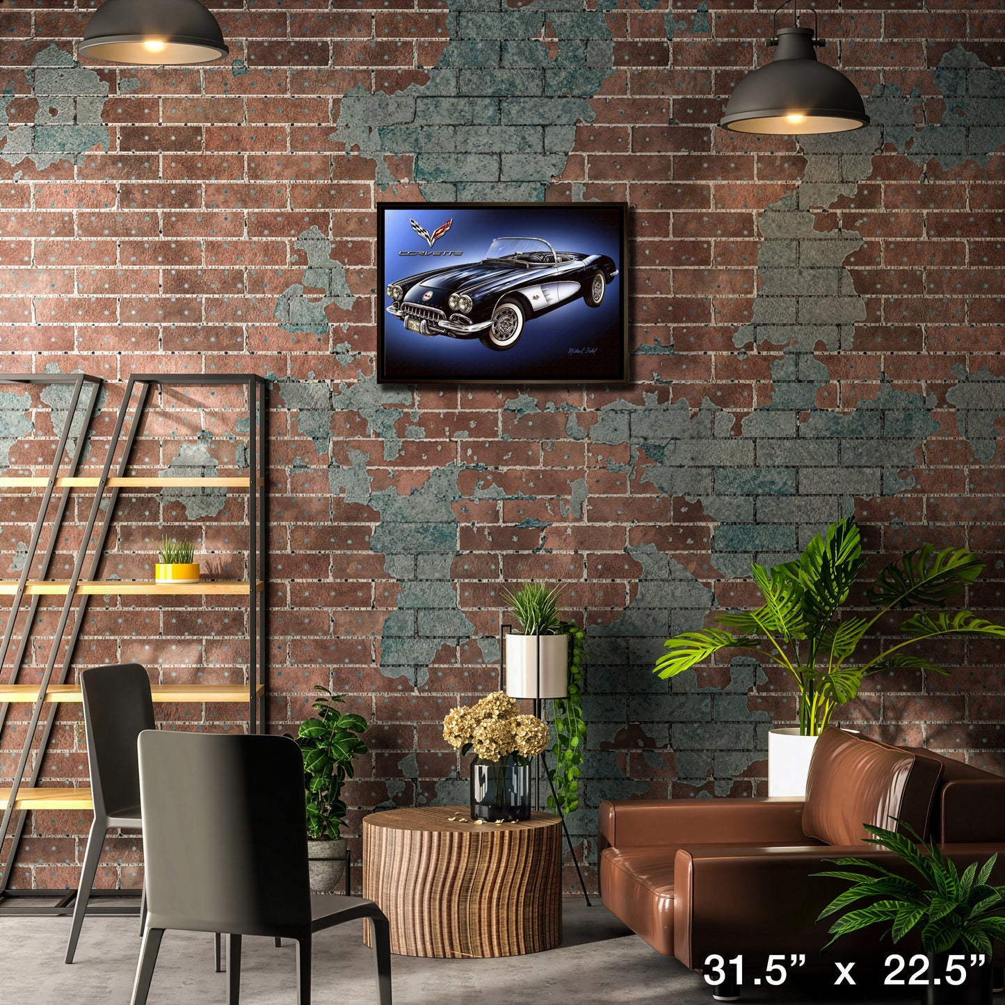 Corvette 20x29 Framed Canvas by Michael Fishel