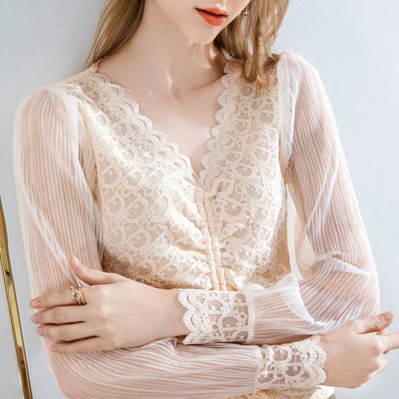 Summer Women Temperament Work Office lace blouse top - Velora
