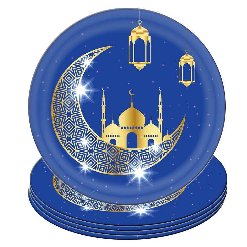 Eid Al-Fitr EID Mubarak party decor Set Supplies Scene Layout Theme Paper Plate Paper Cup - Velora