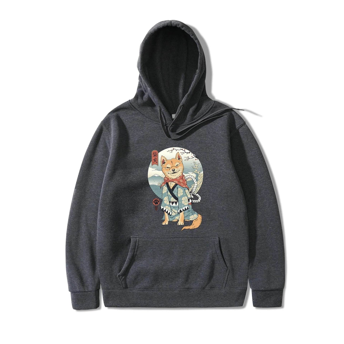 Women Shiba Inu Dog Illustration Printed Casual Hooded Sweater - Velora