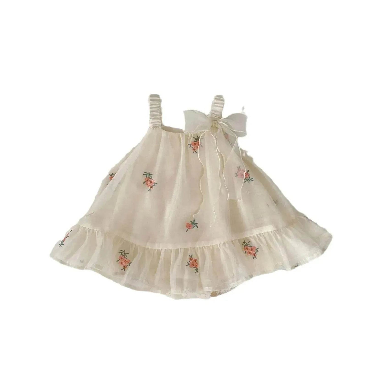 Newborn baby girl Embroidered Mesh Baby Bloomer With Skirt Infant baby Casual dress for baby girl - Velora