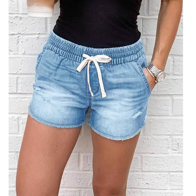 Denim Short Mid Waist Loose Jeans Wash - Velora
