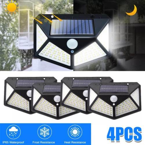 4X Solar Power PIR Motion Sensor Wall Lights LED Outdoor Garden Security Lamp - Velora