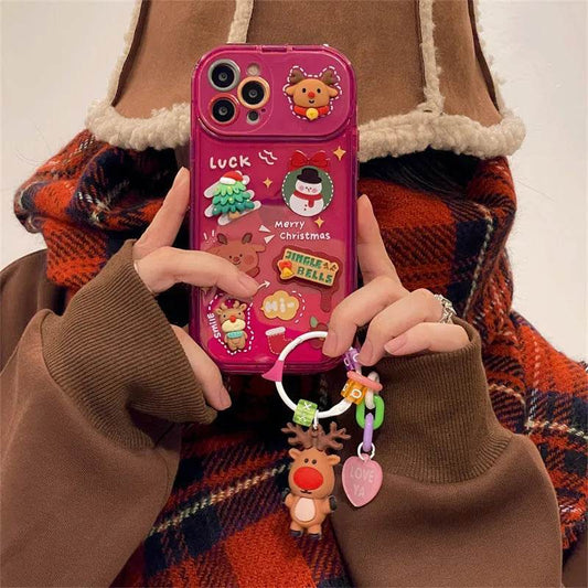 Christmas -Themed Silicone iphone Protective case with pendant girls - Velora