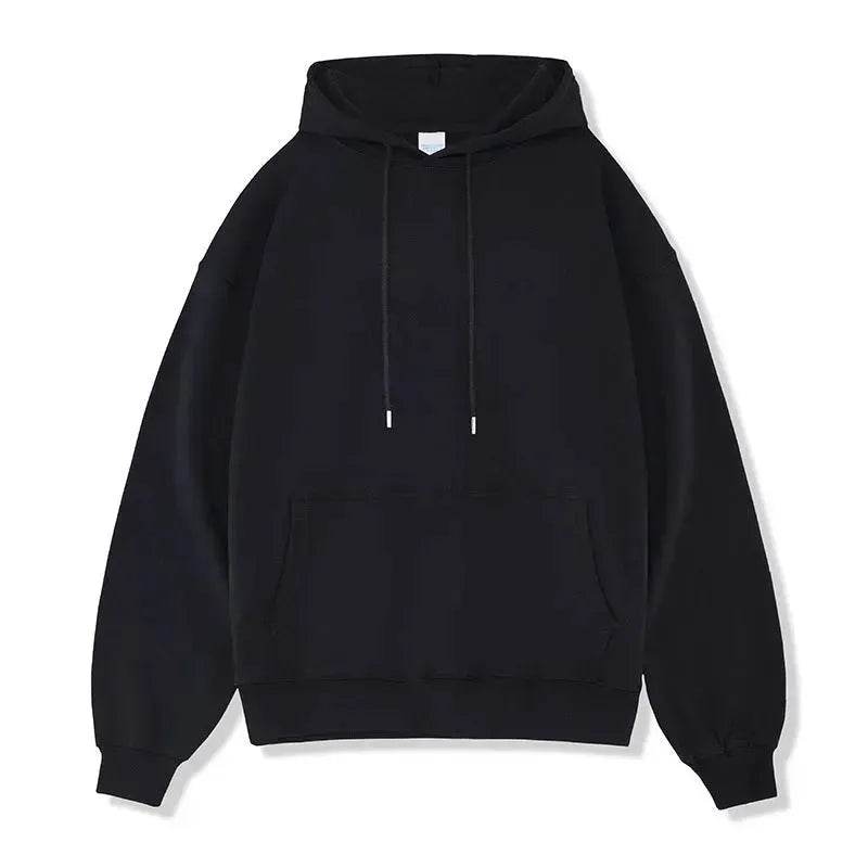 Plain Color American Retro Hoodie Pullover Sweatshirt Men - Velora