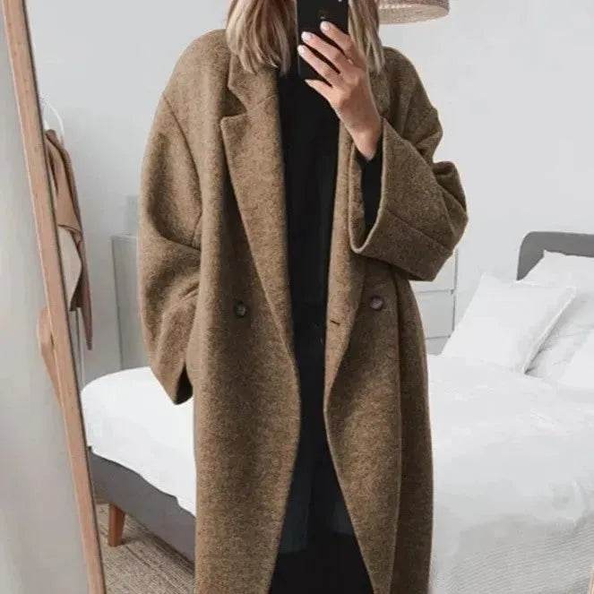 Buy Fall Winter long wool trench coat for women Cashmere trench coat - Velora